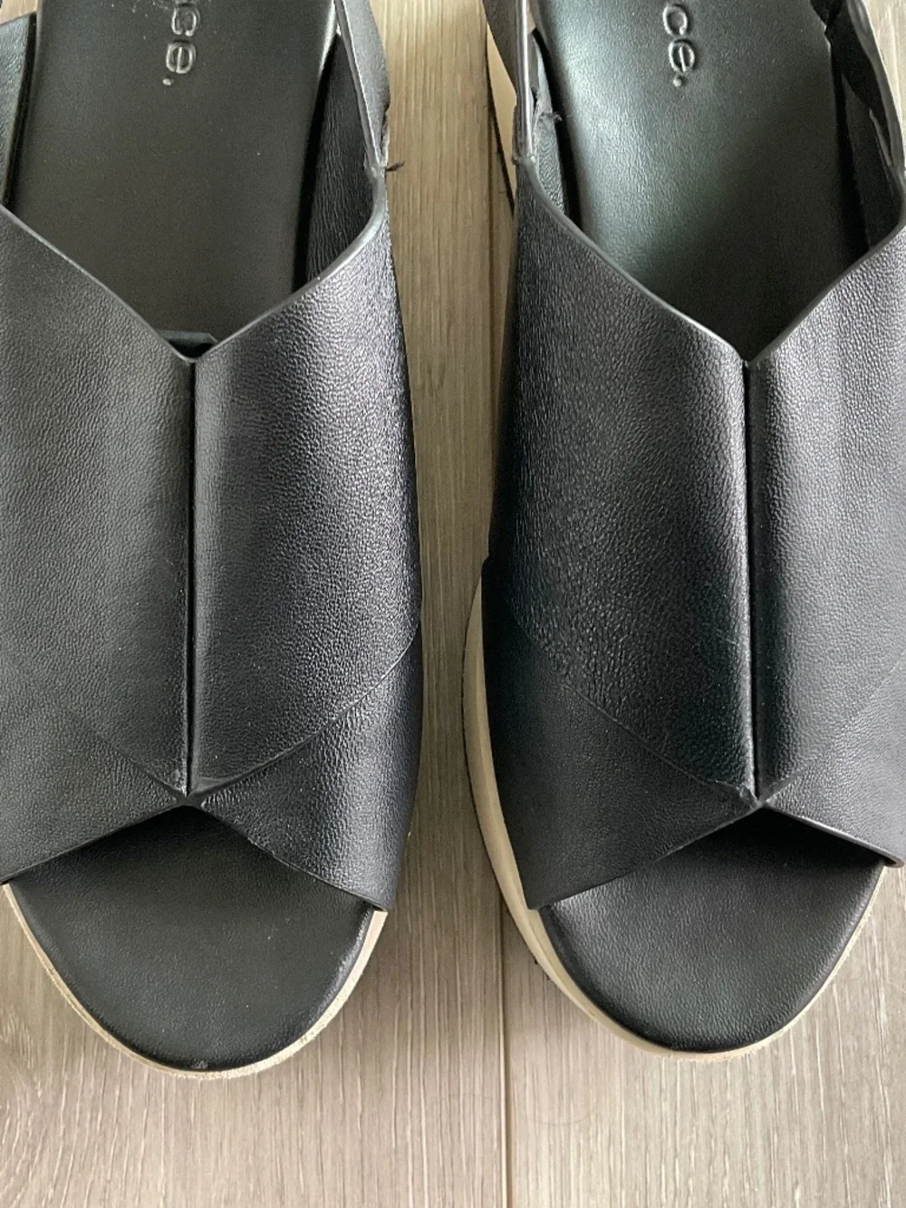 VINCE Jenaya Leather Platform Slingback Sandals in Black Size 9
